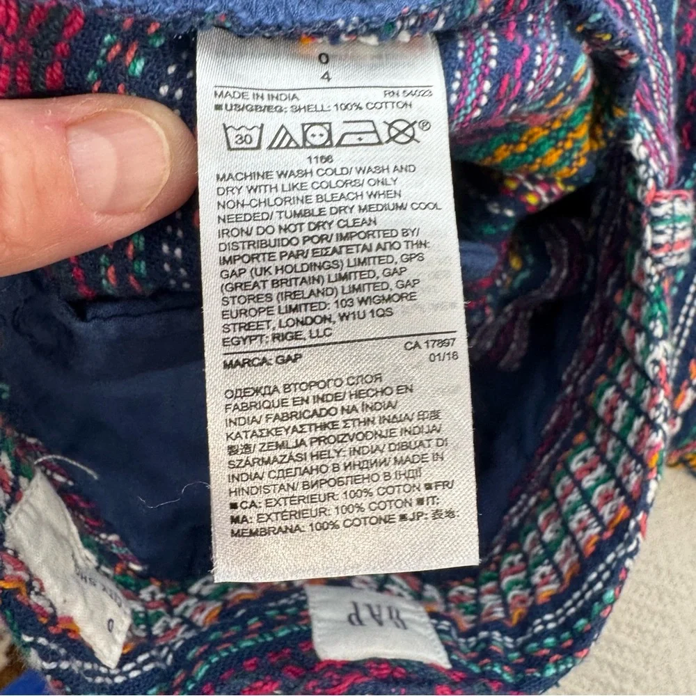 GAP Womens Tweed Shorts Size 0 Multicolor Serape Stripe‎ Aztec Mid Rise Flat
